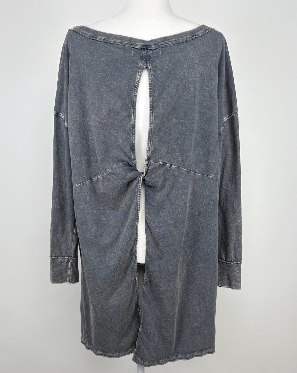 Free People We The Free Acid Wash Long Sleeve Twist Back Top Size Large